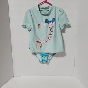 Just One You by Carter’s Girls Mermaid Swimsuit Set Rash Guard 2PC Size 4T